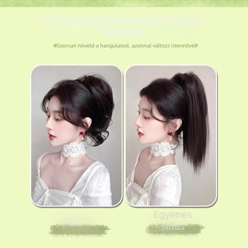 Fodrás paróka kapcsos záróval, zuható egyenes fazon, magas hőállóságú szálak, mechanikus kivitelezés, modell grapple clip waterfall straight ponytail