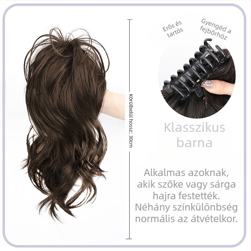 Fodrás paróka kapcsos záróval, zuható egyenes fazon, magas hőállóságú szálak, mechanikus kivitelezés, modell grapple clip waterfall straight ponytail
