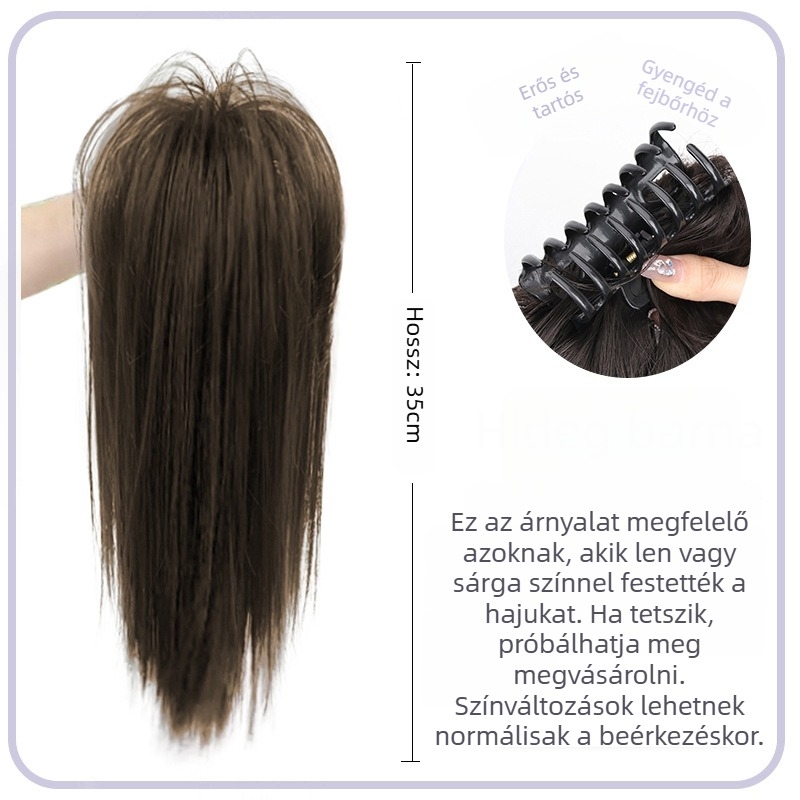 Fodrás paróka kapcsos záróval, zuható egyenes fazon, magas hőállóságú szálak, mechanikus kivitelezés, modell grapple clip waterfall straight ponytail