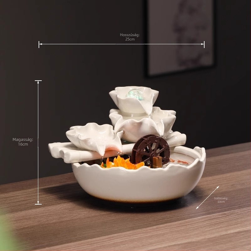 Kerámiából készült akváriumi szökőkút dísz, keringő vízzel, asztali és nappali dekoráció, feng shui kerék, új kínai stílus, testreszabás elérhető