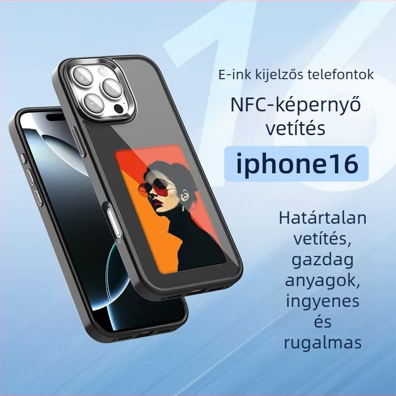 Kettő az egyben Ink Screen telefontok NFC-projekcióval, matt TPU, testreszabható, ütésálló és kopásálló, kompatibilis az iPhone 13–17 Pro Max sorozattal