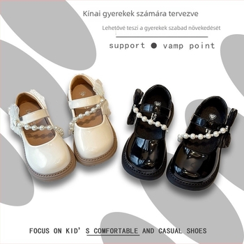 Gyerek Mary Jane cipő, koreai stílus, alacsony felső rész, Velcro-zár, gumírozott talp