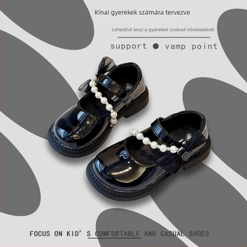 Gyerek Mary Jane cipő, koreai stílus, alacsony felső rész, Velcro-zár, gumírozott talp