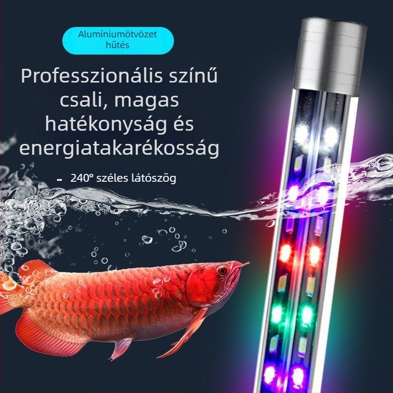 LED Arowana akvárium lámpa, merülő RGB színváltó világítás