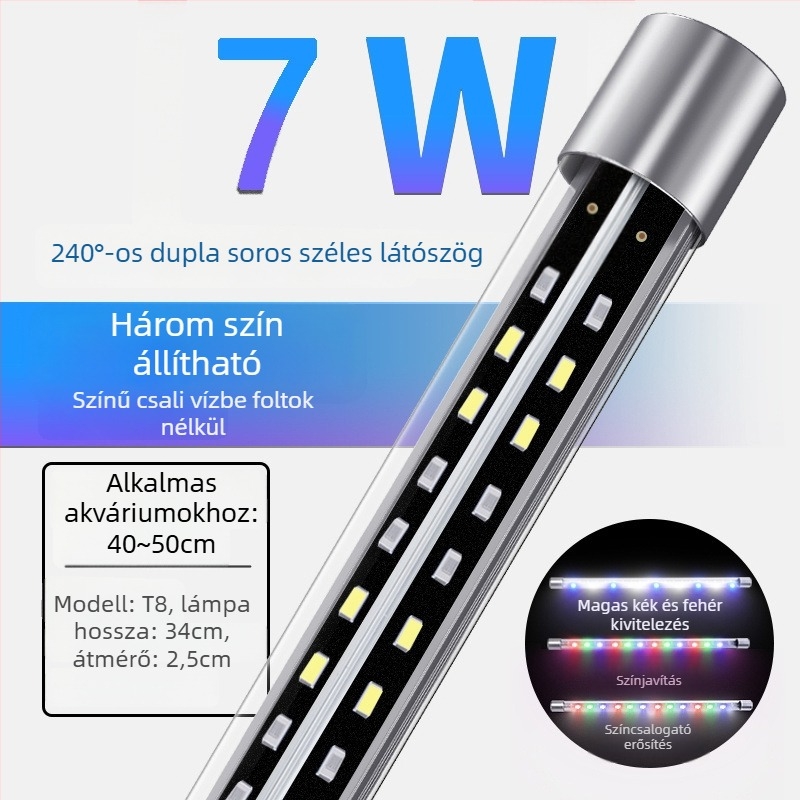 LED Arowana akvárium lámpa, merülő RGB színváltó világítás