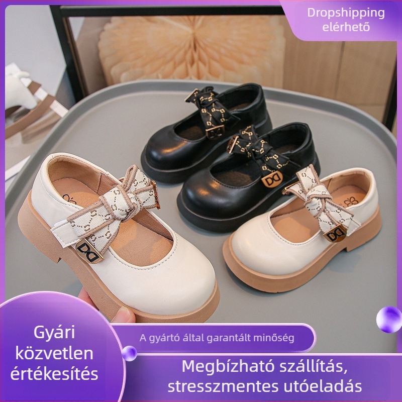Lányoknak szóló PU bőrcipő Velcro-zárással, alacsony felső rész, gumírozott talp, 4–16 éveseknek