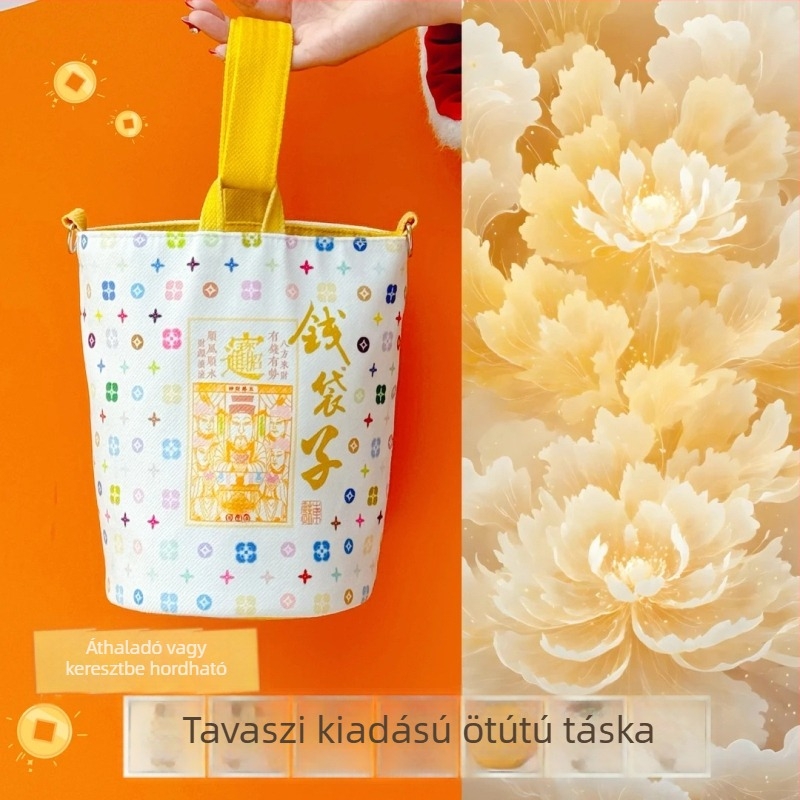 Dongmei bucket bag — vászon, mágneszár, tavasz 2025