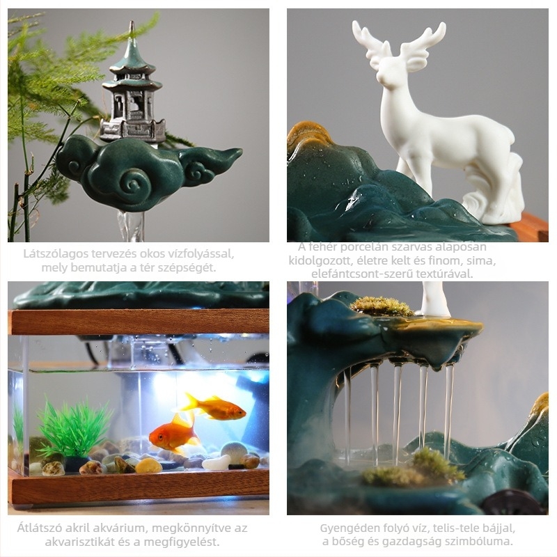 Kerámia kézzel festett asztali akváriumi dekoratív mini vízesés, új kínai stílus, mázas felület, testreszabható feldolgozás