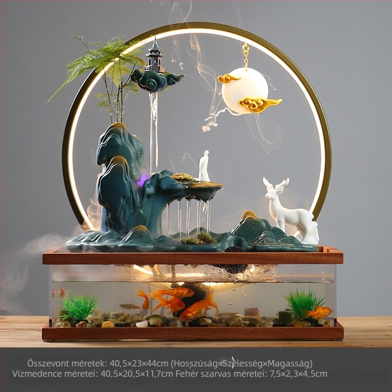 Kerámia kézzel festett asztali akváriumi dekoratív mini vízesés, új kínai stílus, mázas felület, testreszabható feldolgozás