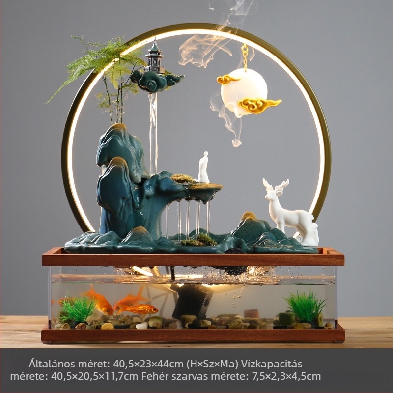 Kerámia kézzel festett asztali akváriumi dekoratív mini vízesés, új kínai stílus, mázas felület, testreszabható feldolgozás