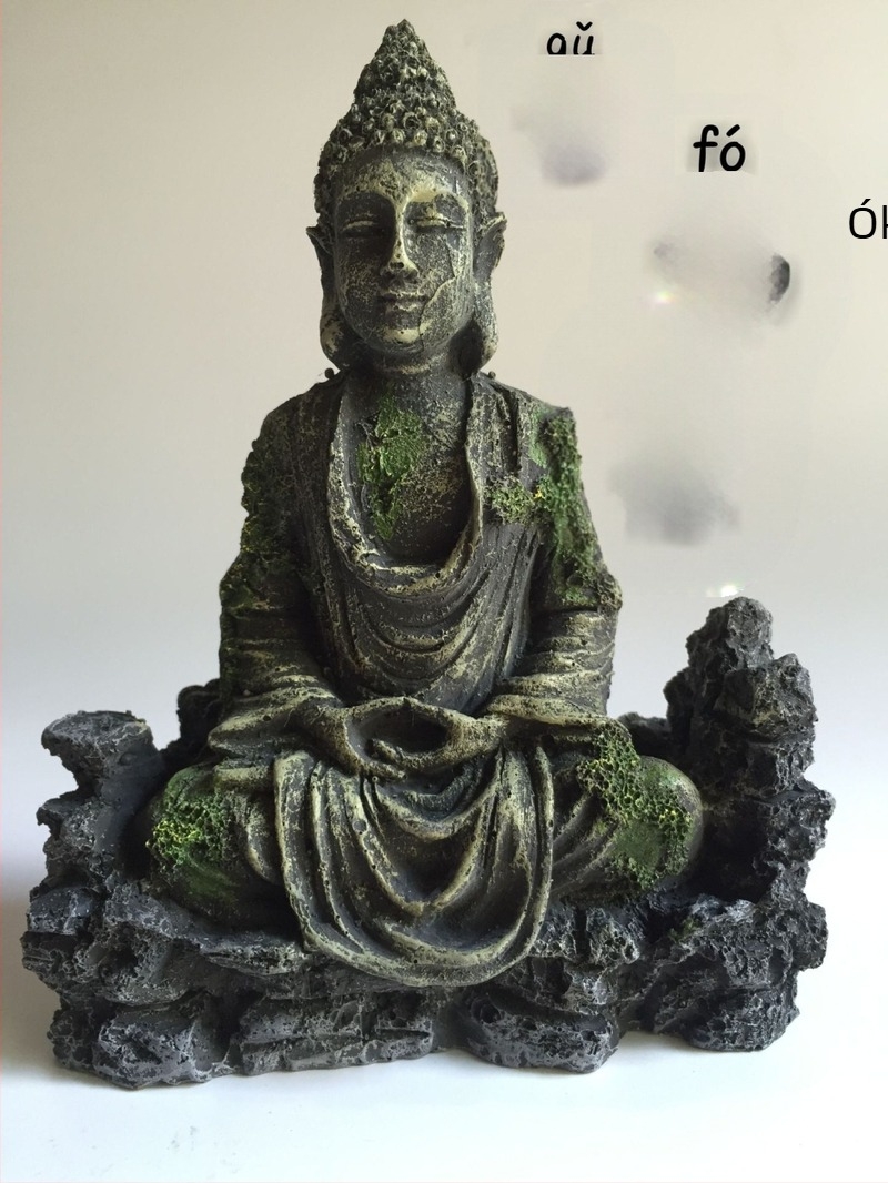 Akvarisztikus Buddha szobor gyantából – kínai stílus, Xiaoyu Era sorozat, szintetikus gyanta, gyanta műalkotás