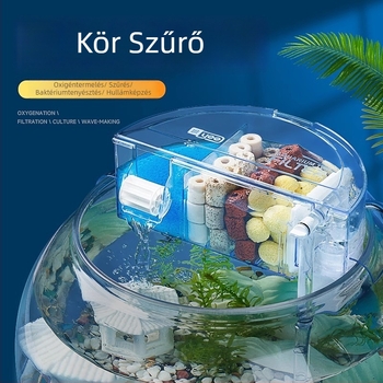 Kör alakú akváriumi szűrő beépített oxigéntermeléssel, falra szerelt vízesés, három az egyben szűrés • Műanyag • Tömeg: 480 g • Márka: yee