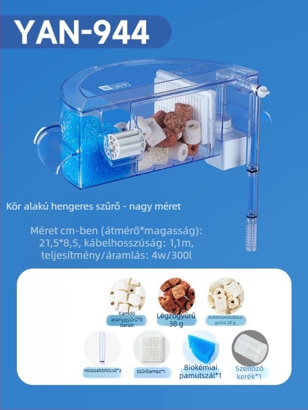 Kör alakú akváriumi szűrő beépített oxigéntermeléssel, falra szerelt vízesés, három az egyben szűrés • Műanyag • Tömeg: 480 g • Márka: yee