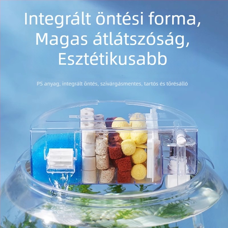 Kör alakú akváriumi szűrő beépített oxigéntermeléssel, falra szerelt vízesés, három az egyben szűrés • Műanyag • Tömeg: 480 g • Márka: yee