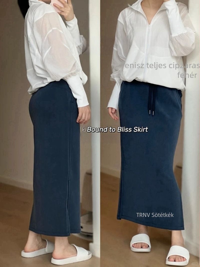 luludaring jóga szoknya, midi hossz, nejlon-spandex anyag, háromdimenziós szabás, mikroelaszticitás