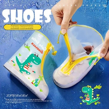 Gyerekeknek készült esőcsizma védőfedők, vízálló, csúszásmentes, magas felfelé nyúló dizájn, újrahasználható