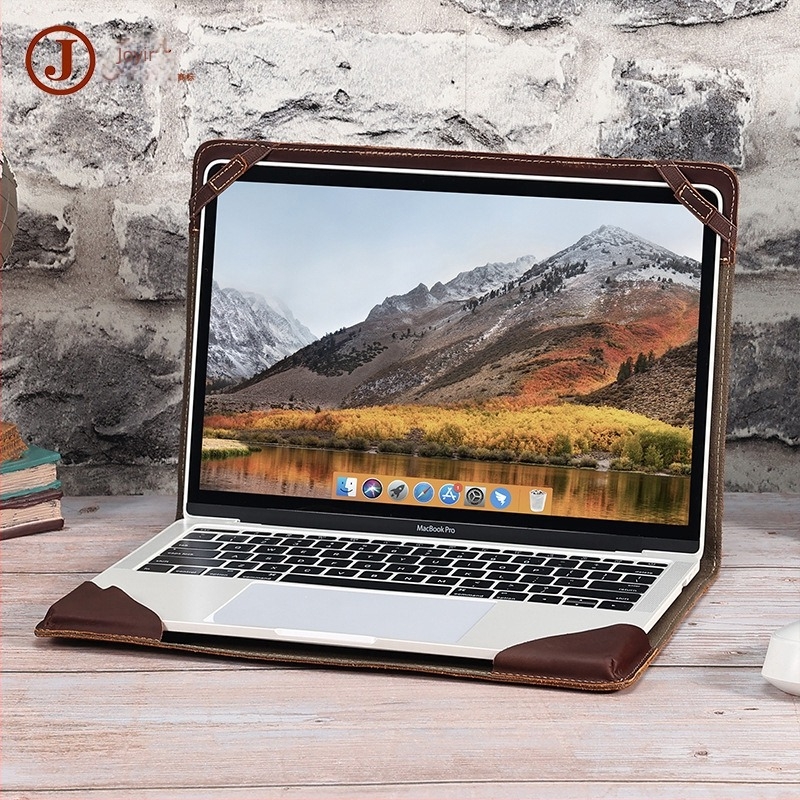 MacBook Pro/Airhez való valódi bőrtok — kopásálló, felső rétegű marhabőr (top-grain), retro Crazy Horse felület