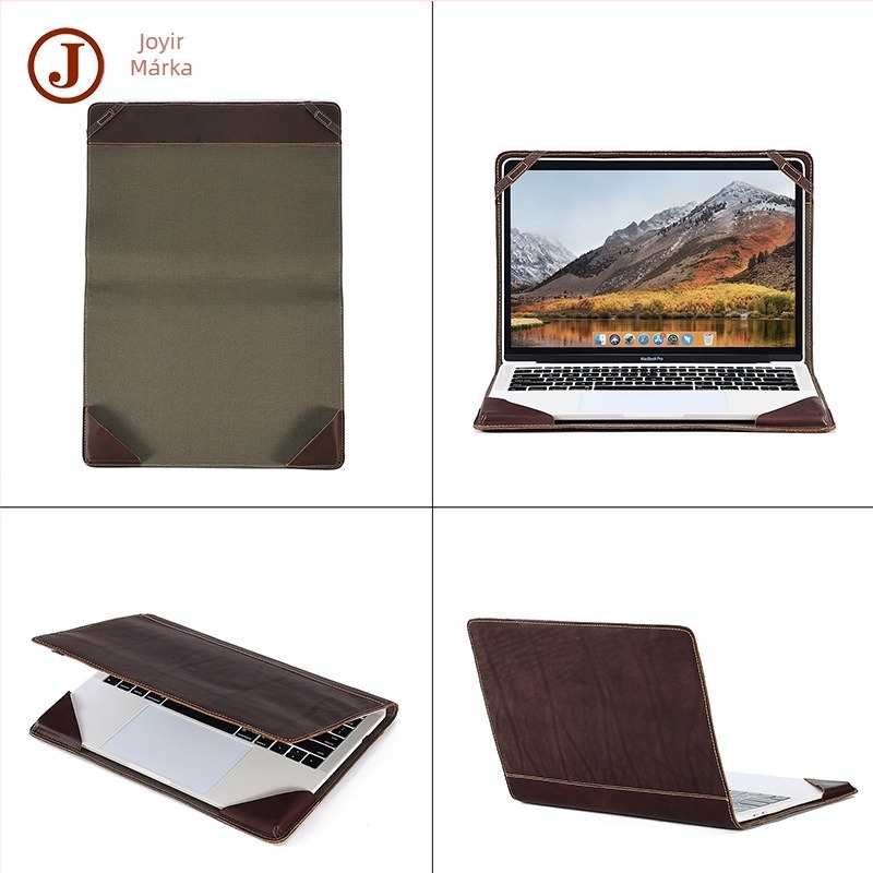 MacBook Pro/Airhez való valódi bőrtok — kopásálló, felső rétegű marhabőr (top-grain), retro Crazy Horse felület