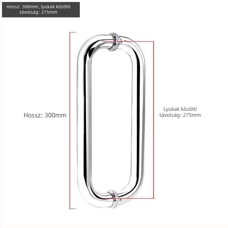 Zuhanyzószoba üvegajtó fogantyú, 304-es rozsdamentes acél, fényes/csiszolt felület, modell XQZ-YSLS-010