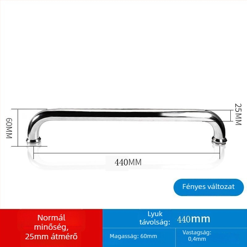 Zuhanyzószoba üvegajtó fogantyú, 304-es rozsdamentes acél, fényes/csiszolt felület, modell XQZ-YSLS-010