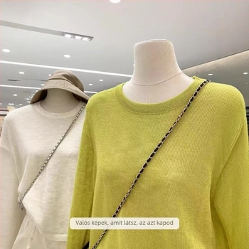 Kender-Spandex kötött blúz, kerek nyakú, hosszú ujjú, vékony anyagú, UPF30+