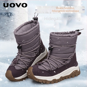 Uniszex téli kültéri hócipő, vízálló, csúszásmentes, fleece bélés, vastag TPR talp, felsőrész Oxford anyagból