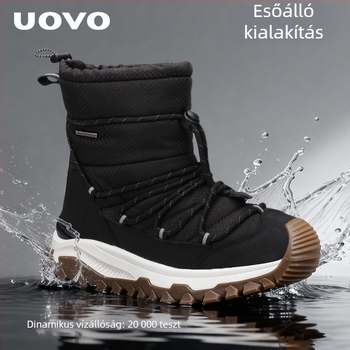 Uniszex téli kültéri hócipő, vízálló, csúszásmentes, fleece bélés, vastag TPR talp, felsőrész Oxford anyagból