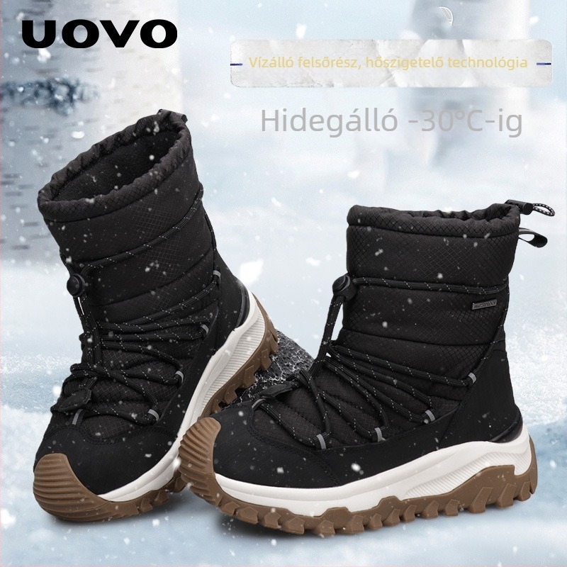 Uniszex téli kültéri hócipő, vízálló, csúszásmentes, fleece bélés, vastag TPR talp, felsőrész Oxford anyagból