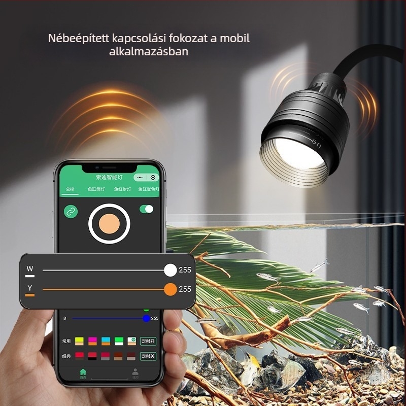 LED klipszes akváriumi lámpa vízi növényekhez, állítható fókusz, időzítő és három szín beállítás
