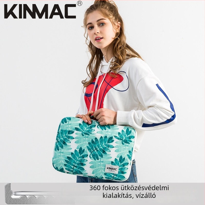 Kinmac védőtok notebookok és tabletek számára, poliészter, vízálló, cipzár, belső számítógéptálca zseb, virágos minta, koreai stílus