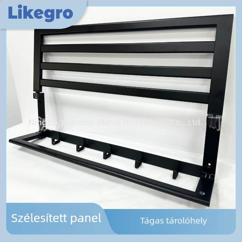 Kétszeresen hajtogatható alumínium törölközőtartó és tároló — felület: műanyag permetezett bevonat, két részből álló készlet, modern minimalista stílus