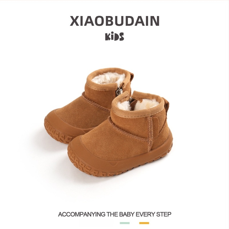 Unisex gyerek téli bakancs fleece béléssel, velúr felsőrésszel, vízálló gumitalppal, bokáig érő dizájn
