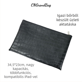 Grandbag Valódi bőr laptop táska – Top-Grain marhabőr, vízálló, lopás elleni, ütésálló, PU bélés, uniszex