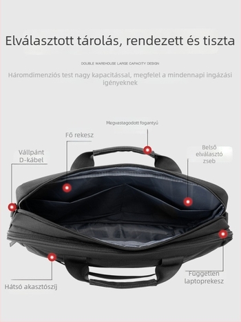 Oxford vászontáska laptophoz férfiaknak – városi minimalist design, bélés poliészter-pamut, egyszínű mintázat, Tavasz 2025