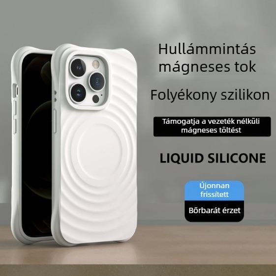 iPhone 17 Pro Max tok hullám mintával, mágneses rögzítés, nagy kivágások, puha ütésálló védelem