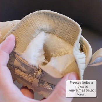 Babajárócipő - Uniszex, gyerek bokacipő, felső része műbőrből, középmagas bokavég, hidegálló, minimalist stílus