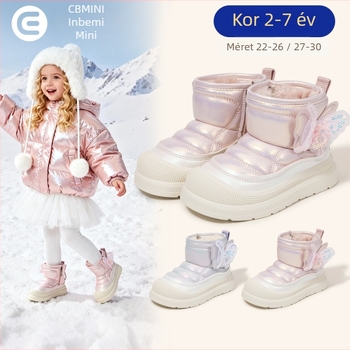 Inbemini Lányok téli bokacsizmája – fleece bélés, felül syntetikus bőr, gumitalp, hercegnő stílus, 1–3 és 4–6 éveseknek