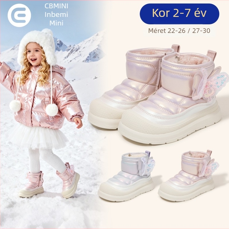 Inbemini Lányok téli bokacsizmája – fleece bélés, felül syntetikus bőr, gumitalp, hercegnő stílus, 1–3 és 4–6 éveseknek
