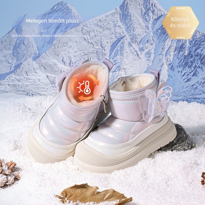 Inbemini Lányok téli bokacsizmája – fleece bélés, felül syntetikus bőr, gumitalp, hercegnő stílus, 1–3 és 4–6 éveseknek