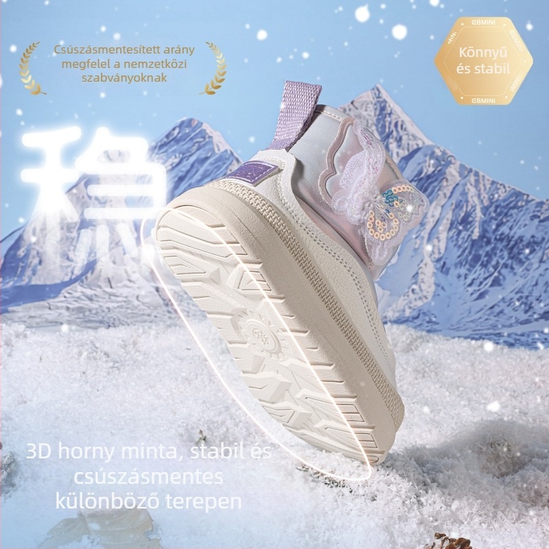 Inbemini Lányok téli bokacsizmája – fleece bélés, felül syntetikus bőr, gumitalp, hercegnő stílus, 1–3 és 4–6 éveseknek
