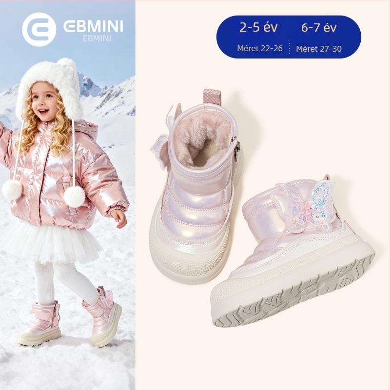 Inbemini Lányok téli bokacsizmája – fleece bélés, felül syntetikus bőr, gumitalp, hercegnő stílus, 1–3 és 4–6 éveseknek
