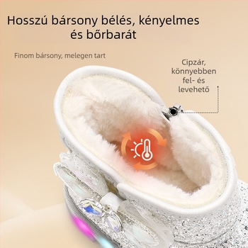 Tarannis Meta gyerekek téli hócsizmái, fleece bélésű, meleg lábbeli lányoknak LED világítással