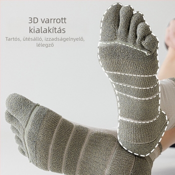 Férfi ötujjas sportzokni — antibakteriális és dezodoráló, varratmentes, légáteresztő, pamut-keverék (pamut 61,4% / poliészter 29,4% / spandex 1,6% / elasztán 7,6%)
