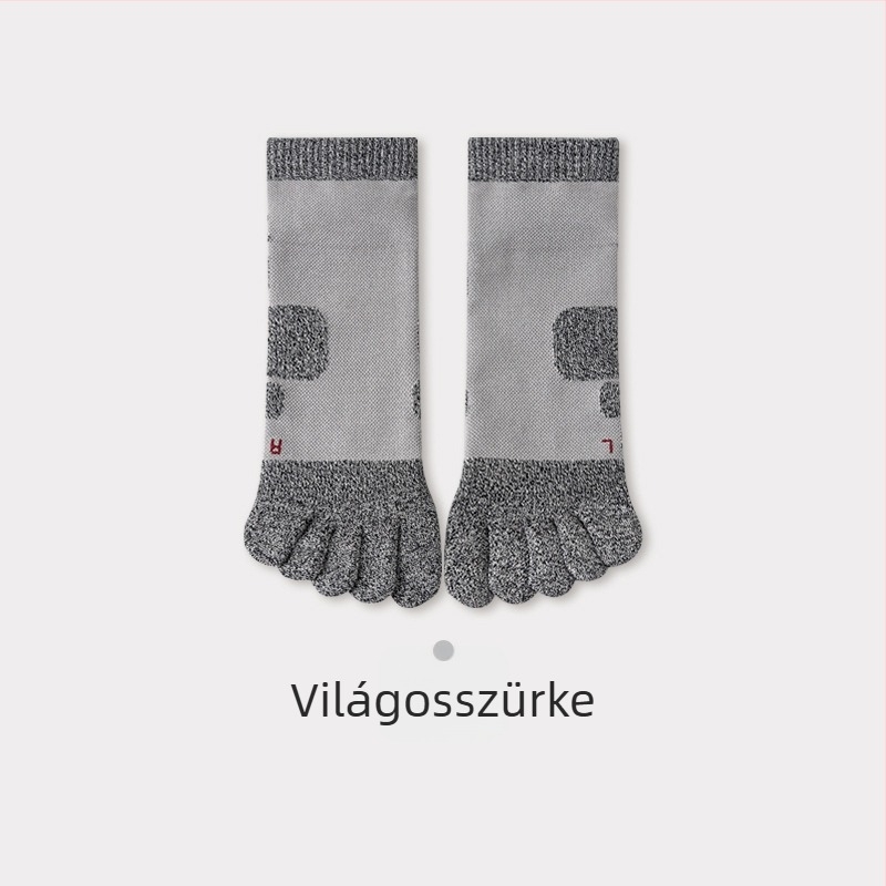 Férfi ötujjas sportzokni — antibakteriális és dezodoráló, varratmentes, légáteresztő, pamut-keverék (pamut 61,4% / poliészter 29,4% / spandex 1,6% / elasztán 7,6%)