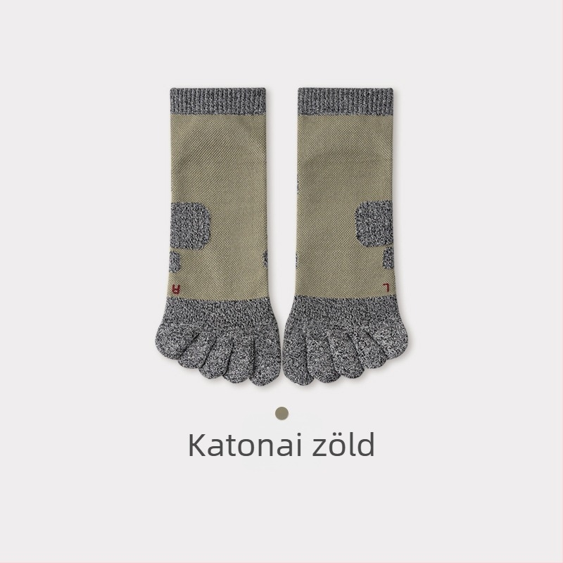 Férfi ötujjas sportzokni — antibakteriális és dezodoráló, varratmentes, légáteresztő, pamut-keverék (pamut 61,4% / poliészter 29,4% / spandex 1,6% / elasztán 7,6%)