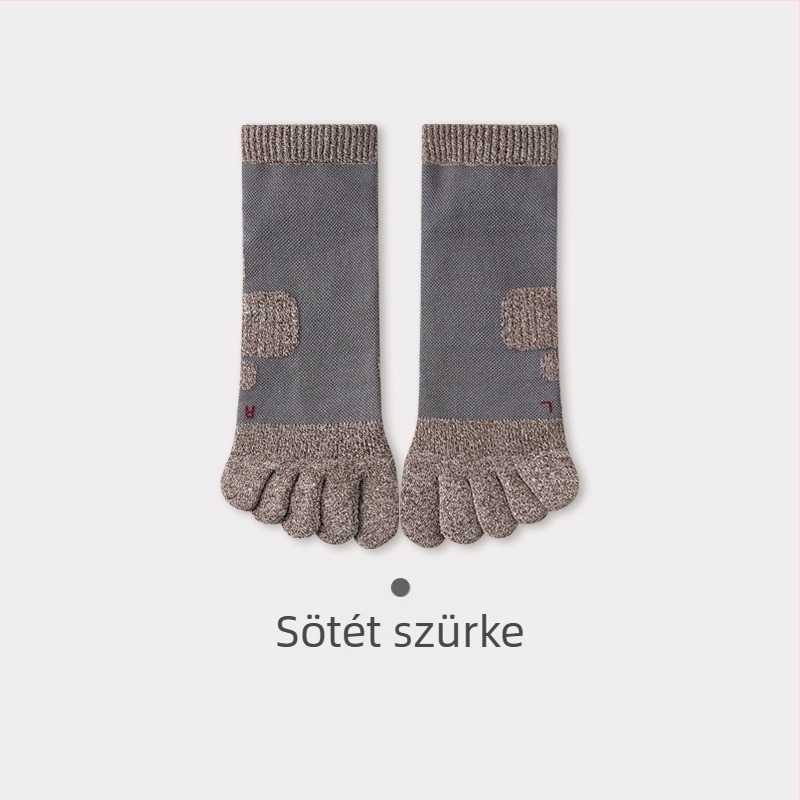 Férfi ötujjas sportzokni — antibakteriális és dezodoráló, varratmentes, légáteresztő, pamut-keverék (pamut 61,4% / poliészter 29,4% / spandex 1,6% / elasztán 7,6%)
