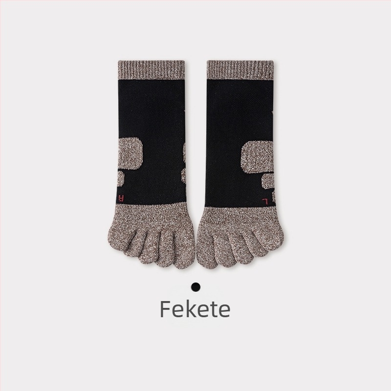 Férfi ötujjas sportzokni — antibakteriális és dezodoráló, varratmentes, légáteresztő, pamut-keverék (pamut 61,4% / poliészter 29,4% / spandex 1,6% / elasztán 7,6%)