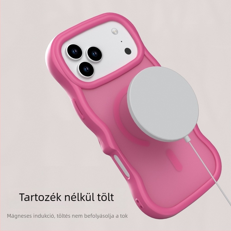 iPhone 17 Pro Max telefonvédő, hátlap, mágneses, anyag PC + TPU, olajos permetes hullámtextúra