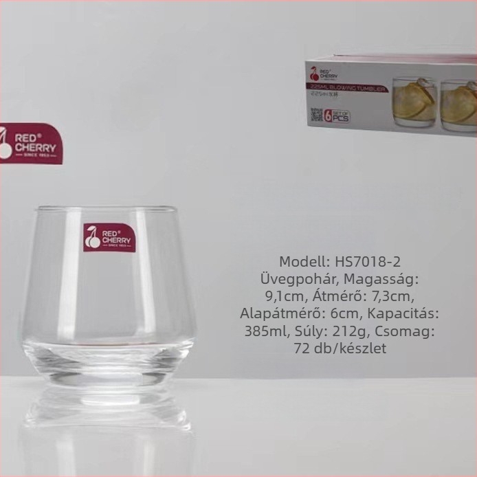 Otthoni használatra szánt üveg szájöblítő pohár, modern minimalista stílus, kör alakú, közvetlen ivófedéllel, egyrétegű konstrukció