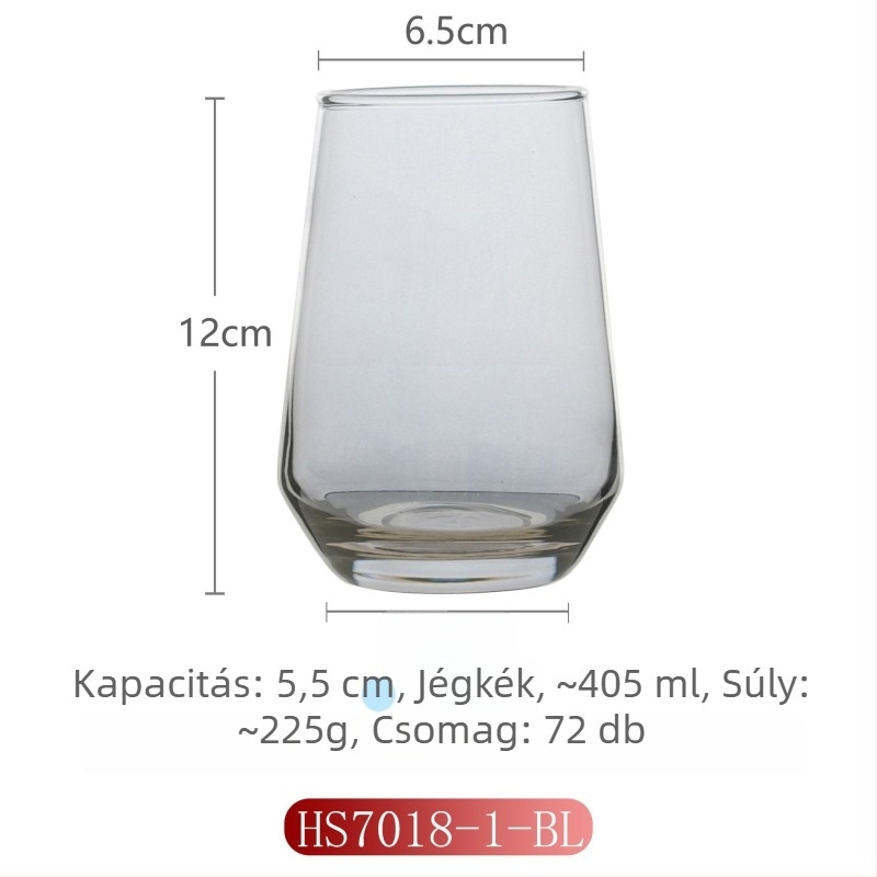 Otthoni használatra szánt üveg szájöblítő pohár, modern minimalista stílus, kör alakú, közvetlen ivófedéllel, egyrétegű konstrukció